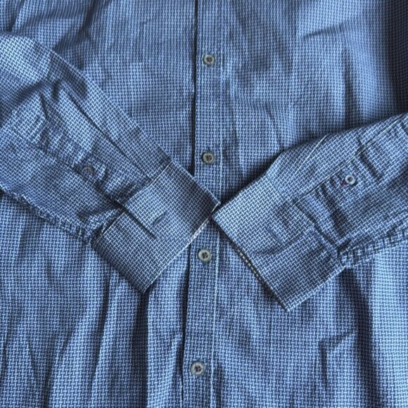 Ted Baker 3 Small Blue Hatch Pattern Button Front Shirt - Picture 4 of 6